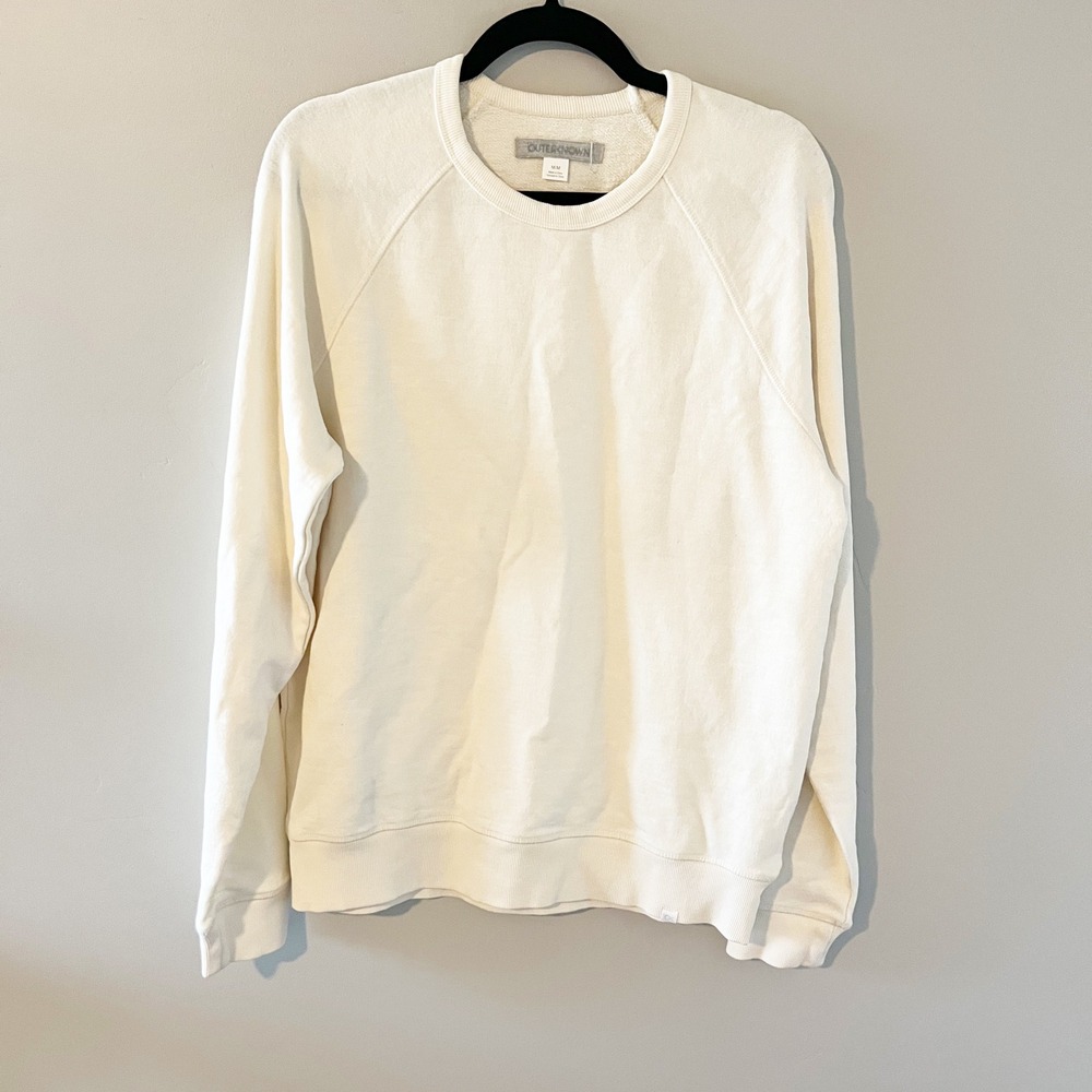 Outerknown Sur Mens Hemp Organic Cotton Raglan Crewneck Sweatshirt ivory Medium
